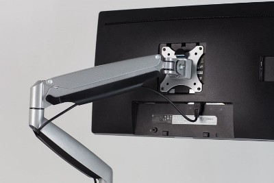 Silver Full-Motion Single Monitor Desk Mount with Adjustable Arm