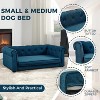Elevated Dog Bed with Backrest and Armrests, 38.9"x23.2"x13.7" H Tufted Pet Sofa with Soft Cushion for Medium Dogs, Bed Pet Couch Chair, Blue - 2 of 4