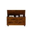 Alilang 39.36 inches Rustic Wooden Storage Chest with Hinged Lid and Rolling Casters-Brown - 2 of 4