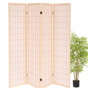 6-Panel Rustic Wood Room Divider - 67" Farmhouse Privacy Screen, for Christmas Home Decor, for Home Office, Bedroom, Garden & Terrace - 1 of 4