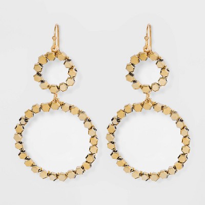 Circular Beaded Drop Earrings - A New Day™ Gold