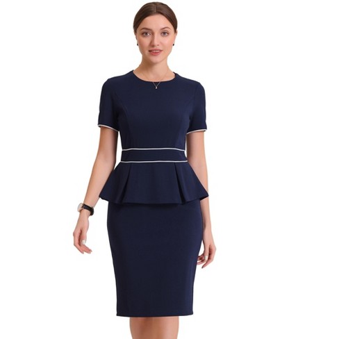 Final Sale Plus Size Contrast Lace Peplum Bodycon Dress in Royal Blue