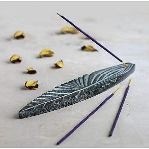 Store Indya Handmade Incense Stick Holder Ash Catcher with Rustic Finish (Grey & Green) - 1 of 4