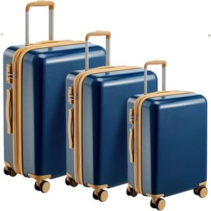 3 Piece Luggage Sets,Hardside Luggage W/Triple Telescopic Handle, Safeguard Lock, Smooth Anti Pinch Design Luggage Set For Women, Men,20",24",28" - 1 of 4