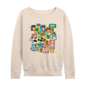 Women's - Toy Story 4 - Buzz, Woody, And Friends Lightweight French Terry Wide Neck Long Sleeve Graphic Shirt - 1 of 4