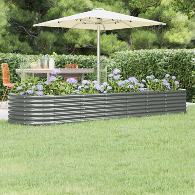 vidaXL Garden Raised Bed Powder-coated Steel 116.5"x31.5"x14.2" Gray