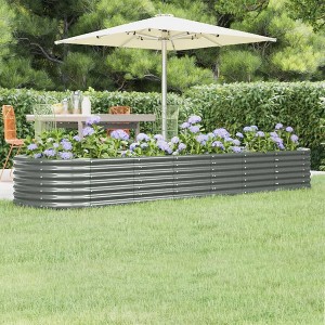 vidaXL Garden Raised Bed Powder-coated Steel 116.5"x31.5"x14.2" Gray - 1 of 4