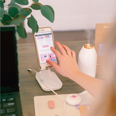 Cream White Foldable Cell Phone Charger Stand & iPad Holder