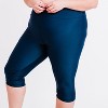 Calypsa Women's Plus Size High Waisted Chlorine Resistant Capri Swim Leggings - 3 of 4