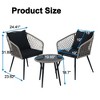 3 Piece Patio Bistro Set, Outdoor Wicker Apartment Balcony Furniture Sets, Rattan Table and Chairs Set of 2 for Porch Backyard Lawn Poolside Deck - 2 of 4