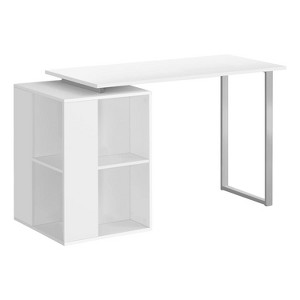 Monarch Specialties Computer Desk Home Office Left Right Set-Up Storage Shelves 55InchL Work Laptop Metal Laminate White Grey Contemporary Modern - 1 of 4