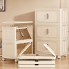SKRAN Side Wide Folding Storage Cabinet,Multi-layer Closet organizers,Plastic Storage Bins with Magnetic Door and Wheels,Cream White B - 4 of 4