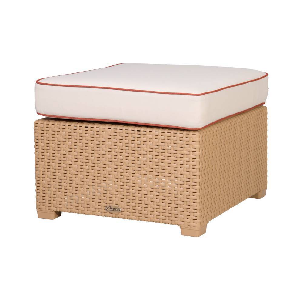 Magnolia Rattan Ottoman Tan White Lagoon