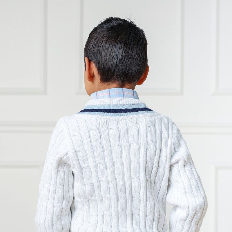 Hope & Henry Boys' Organic Long Sleeve V-Neck Cricket Sweater, Kids, 4 of 9