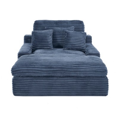 Dolonm 75" Deep Seat Lazy Sofa: 4 Plush Pillows, High-Resilience Sponge, Luxe Corduroy for Living Room/Office-6 Colors