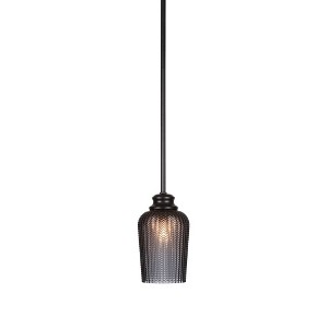 Toltec Lighting Cordova 1 - Light Pendant in  Matte Black with 5" Smoke Textured Shade - 1 of 1