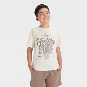 Grayson Threads Kids Boys' Short Sleeve Malibu Graphic T-Shirt - Off-White - 1 of 4