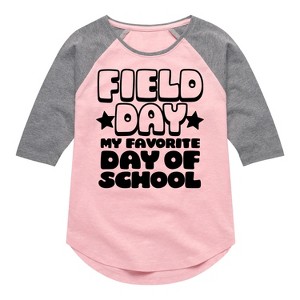 Girls' - Instant Message - Field Day Favorite Day Of School Shirt Tail Raglan Graphic T-shirt - 1 of 4