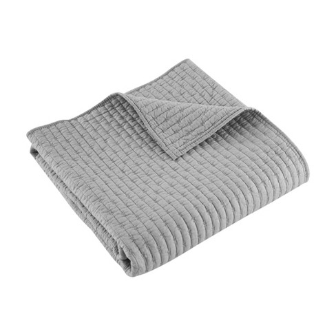 Cross Stitch Light Grey Throw One Quilted Throw Levtex Home