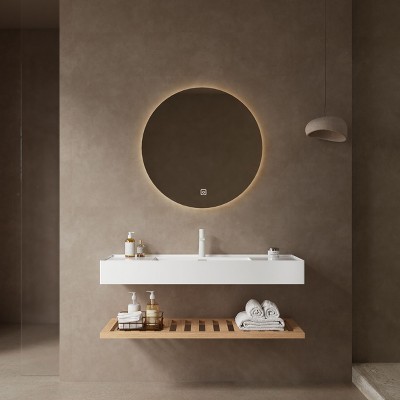 NicBex Floating Bathroom Vanity with Vessel Sink,Bathroom Sink Vanity with Striped Shelves,36/48 inch Bathroom Sink Cabinet without Faucet,White Brown