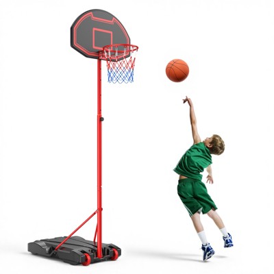SKONYON 28" Basketball Hoop Indoor and Outdoor 5.3 ft-7 ft Height Adjustable Kids Baketball Goal System