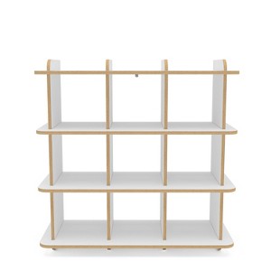 Polifurniture 35.25" Ecofriendly Aurora 4 Shelf Bookcase White/Light Brown - 1 of 4