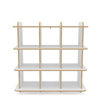 Polifurniture 35.25" Ecofriendly Aurora 4 Shelf Bookcase White/Light Brown