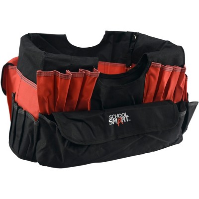 School Smart Caddy Organizer with 43 Pockets, Large, 16 x 14 x 13-1/2 Inches, Black/Red