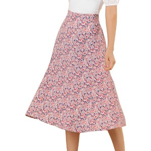 INSPIRE CHIC Women's Print Floral Peasant Elastic Waist A-Line Midi Skirts - 1 of 4