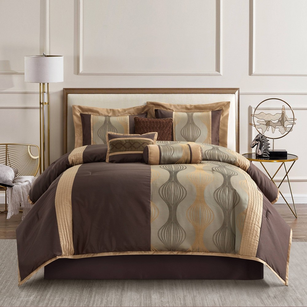 Photos - Bed Linen Nanshing 7pc California King Kath Comforter Set Brown