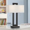 360 Lighting Neil Modern Rustic Table Lamp 26" High Black Metal with USB Charging Port White Rectangular Shade for Bedroom Living Room Bedside Desk - 2 of 4