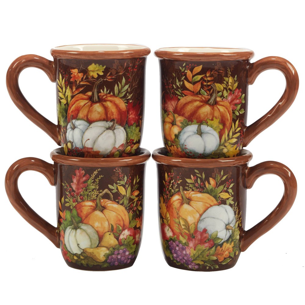 Photos - Glass Certified International Set of 4 Harvest Blessings 16oz Mugs 