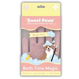 Sweet Paws Silicone Spa Bathing & Grooming Gloves for Dogs and Cats - 2ct - Blush Pink - 1 of 4