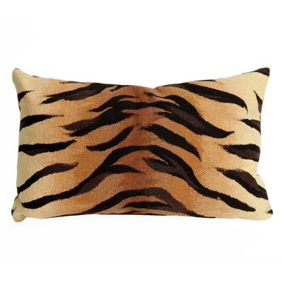 12"x20" Oversize Visions Tiger Print Indoor/Outdoor Lumbar Throw Pillow Brown - Liora Manne