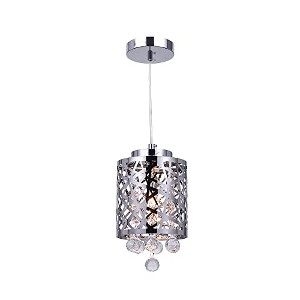 CWI Lighting Eternity 1 Light Drum Shade Mini Pendant With Chrome Finish - 1 of 4
