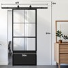 Karl Home 30 in. x 84 in. 3 Panel 3/4 Lite Clear Glass Black Finished Glass Sliding Barn Door with Hardware Kit - 2 of 4