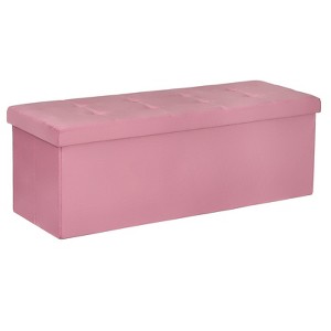 LUSIMO 43" Velvet Storage Ottoman Toy Chest Footstool For Bedroom Living Room - 1 of 4