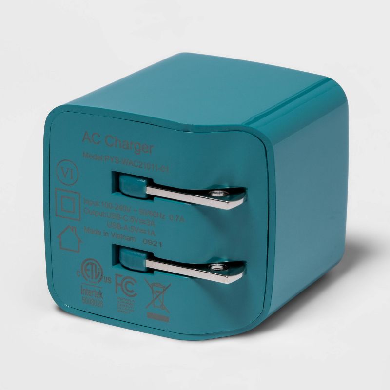 2-Port 20W USB-A and USB-C Wall Charger - heyday™, 4 of 5