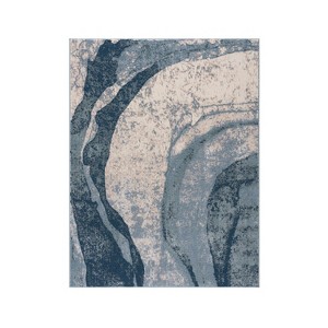 LIVN CO. Contemporary Abstract Oceanic Wave Area Rug, Blue - 1 of 4