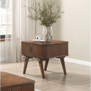 Chic Crate-Modern Storage End Table - Walnut Tambour Doors & Shelves for Living Room (Furniture) - 1 of 4