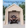 Heavy-Duty Outdoor Portable Storage Shed with 2 Roll-Up Doors & Vents, Waterproof UV-Resistant PE Tarp, Ideal Shelter for Motorcycles and Garden Tools - 2 of 4