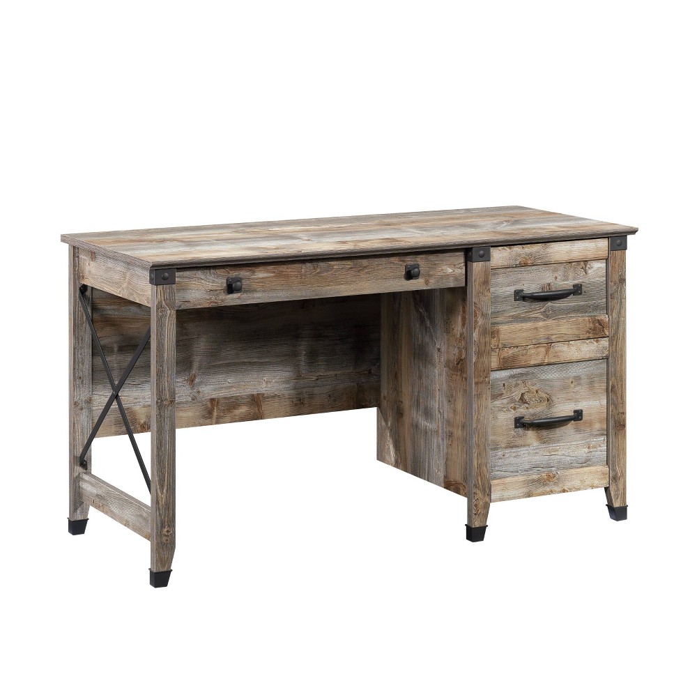 Photos - Office Desk Sauder Carson Forge Desk with 3 Drawers Rustic Cedar - : Home Office, Lamin 