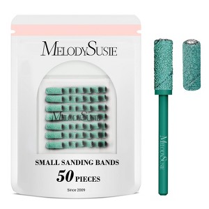 MelodySusie 50 Pcs Nail Drill Bits Small Sanding Bands with 3.1mm Mandrel Bit, 120 Medium Grit, Green, for Manicures and Pedicure - 1 of 4