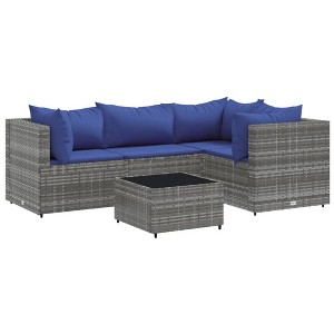vidaXL Patio Lounge Set Gray Glass Standard Adjustable Feet - 1 of 4