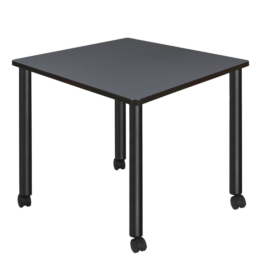 Photos - Dining Table 36" Medium Kee Square Breakroom  with Mobile Legs Gray/Black 