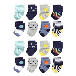 Hudson Baby Cotton Rich Baby Terry Socks 16-Pack, Solar System - 1 of 3