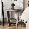 JIONJOY Farmhouse End Table with Storage Shelf - Round Vintage Grey Side Table for Living Room, Small Spaces, French Country Decor - 2 of 2
