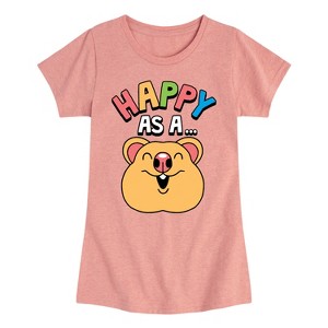 Girls' - Instant Message - Happy As A Quokka Fitted Short Sleeve Graphic T-Shirt - 1 of 4
