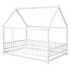 CAVINAS Twin Size Wood Montessori Bed with Guardrails and House Roof Frame,Modern House-Shaped Floor Bed Frame,Toddler Bed for Bedroom - 4 of 4