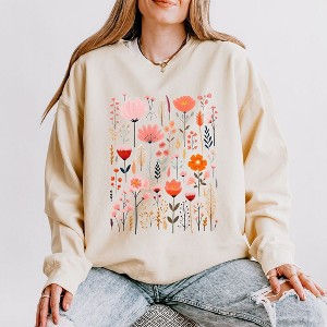 Simply Sage Market Women's Lightweight Garment Dyed Graphic Sweatshirt Pink Floral - 1 of 4